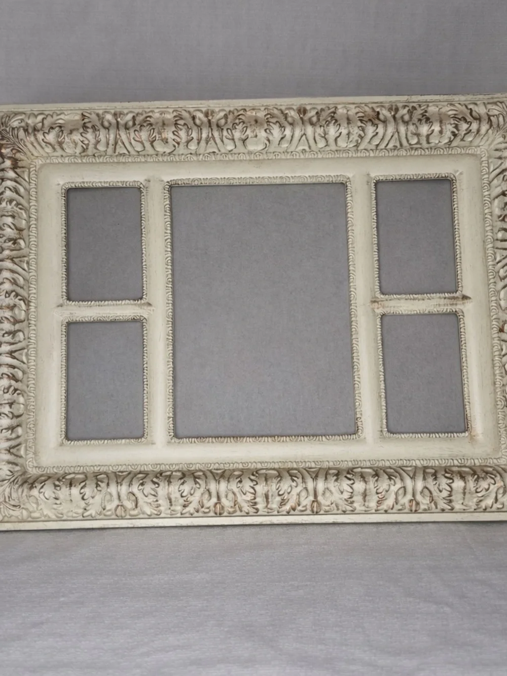 Vintage Ornate Collage Frame 4x6 Center 2x3 Sides Cream